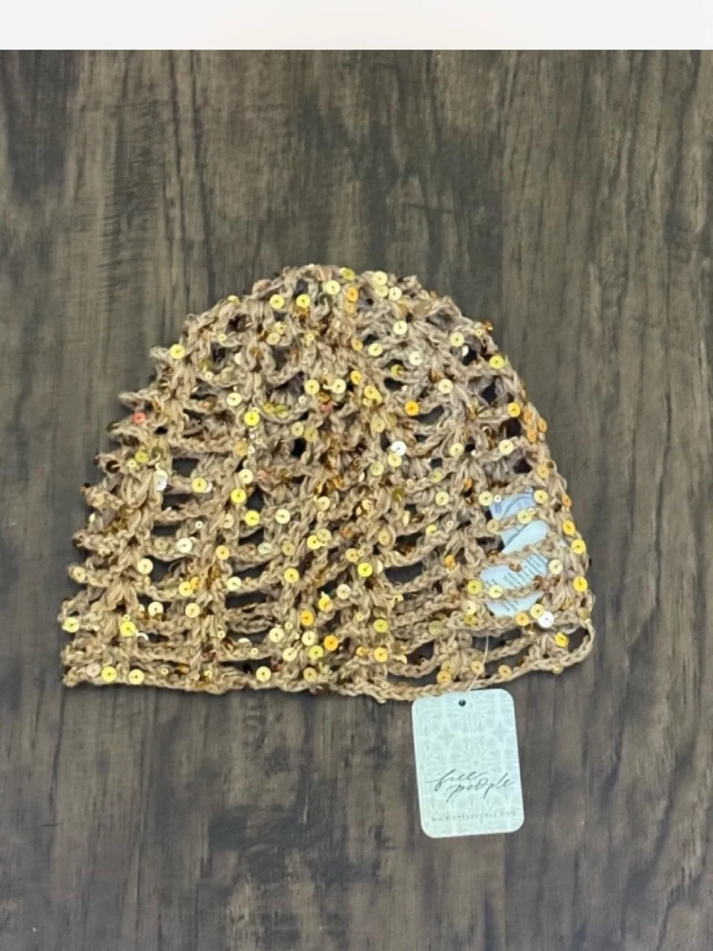 Free People Mila Sequin disco Crochet skull cap